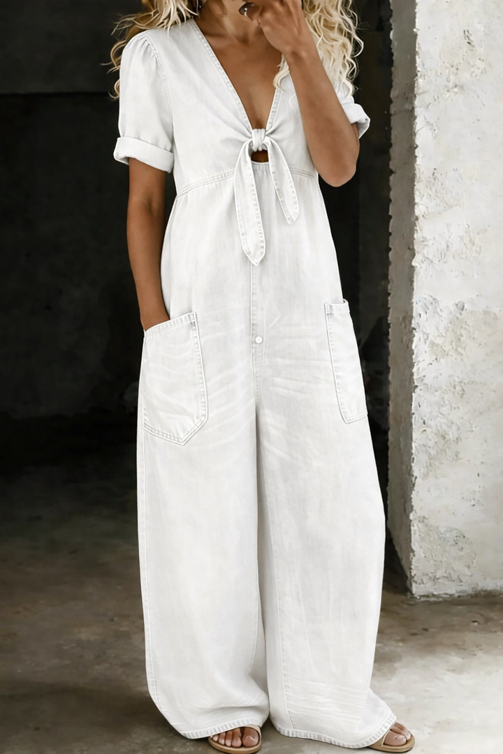 Maya V-Neck Short Sleeve Jumpsuit