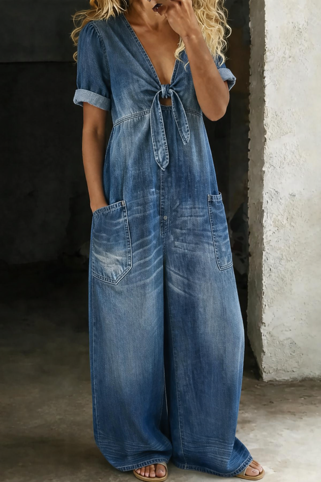 Maya V-Neck Short Sleeve Jumpsuit
