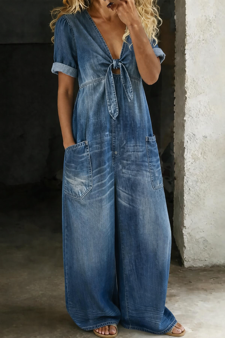 Maya V-Neck Short Sleeve Jumpsuit