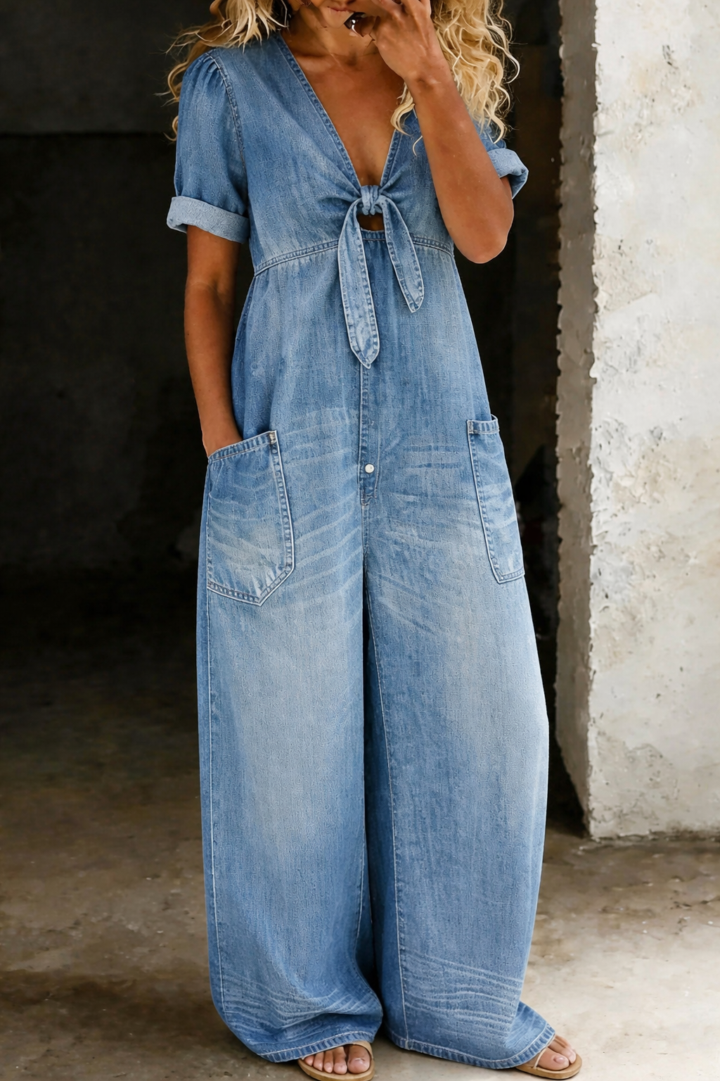 Maya V-Neck Short Sleeve Jumpsuit