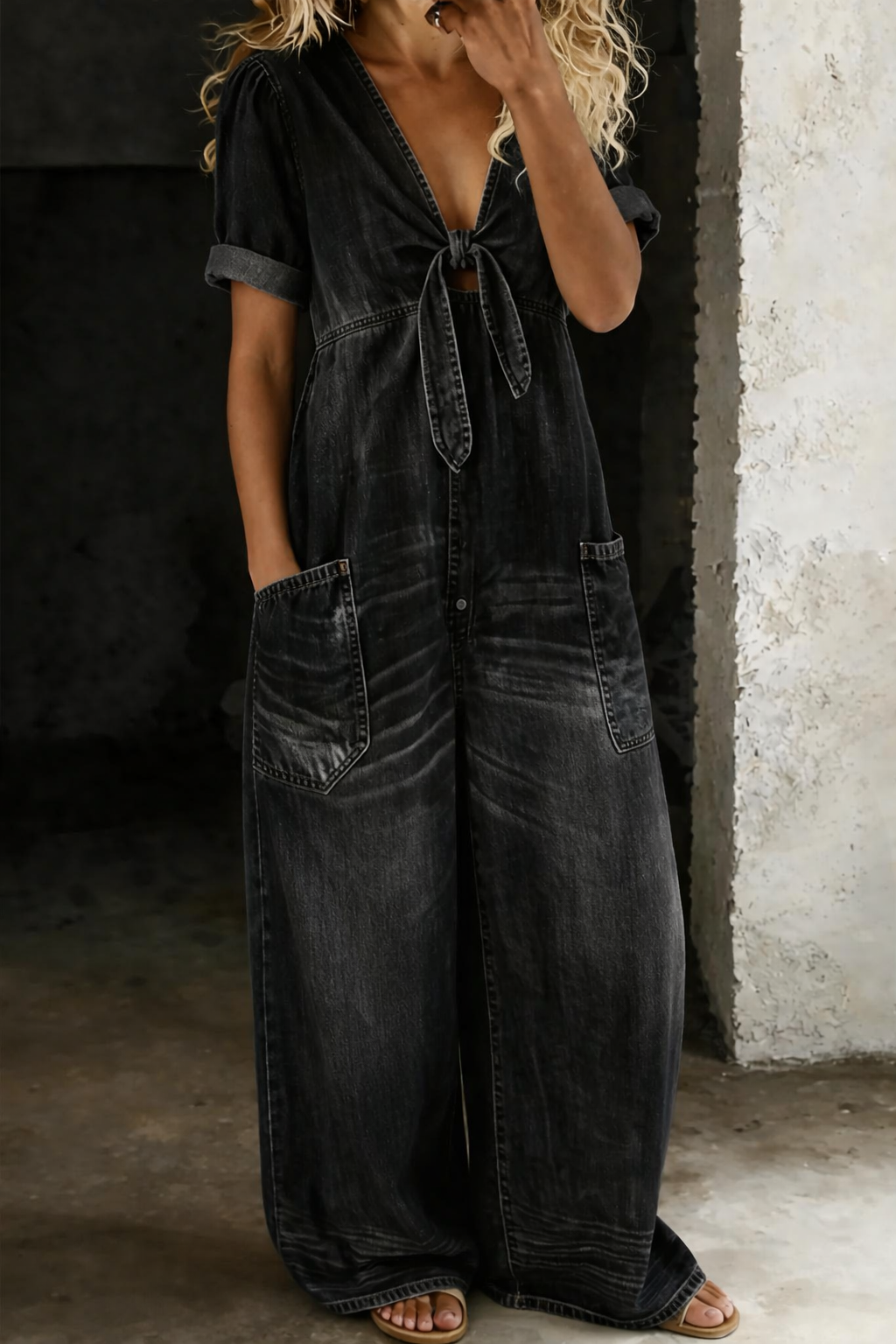 Maya V-Neck Short Sleeve Jumpsuit
