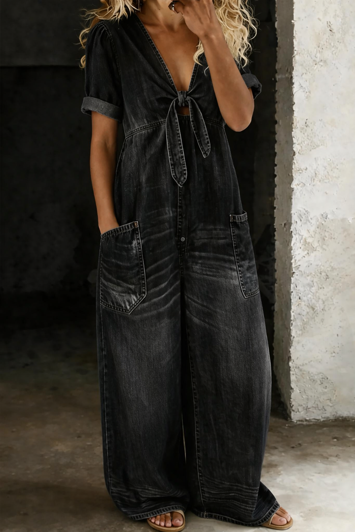 Maya V-Neck Short Sleeve Jumpsuit