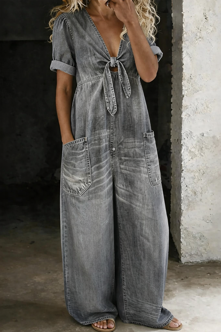 Maya V-Neck Short Sleeve Jumpsuit