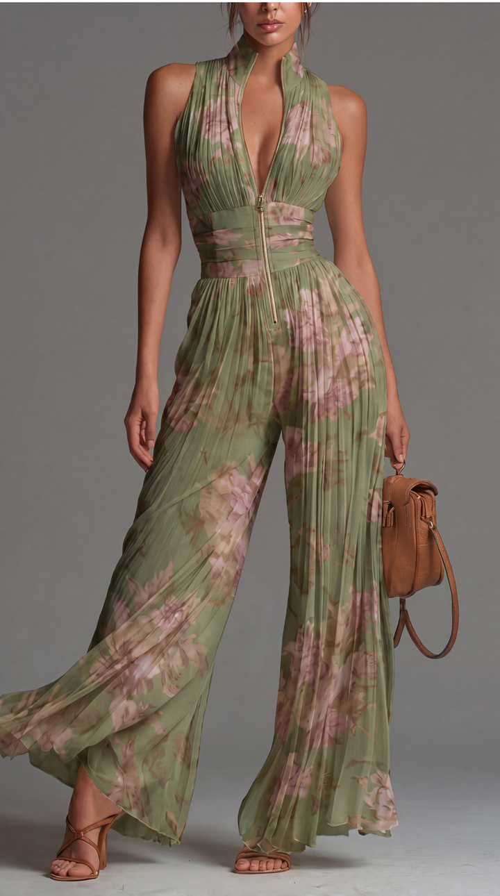 Essential Floral Chiffon Pleated Jumpsuit