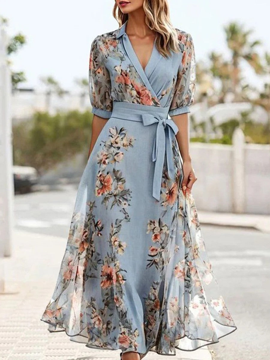 ELSIE | MIDI FLORAL DRESS WITH V-NECK