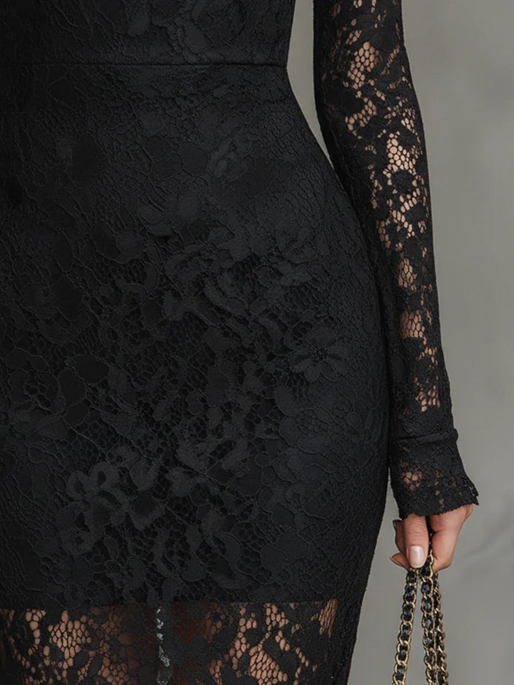 Julia | Elegant Black Lace Maxi Gown