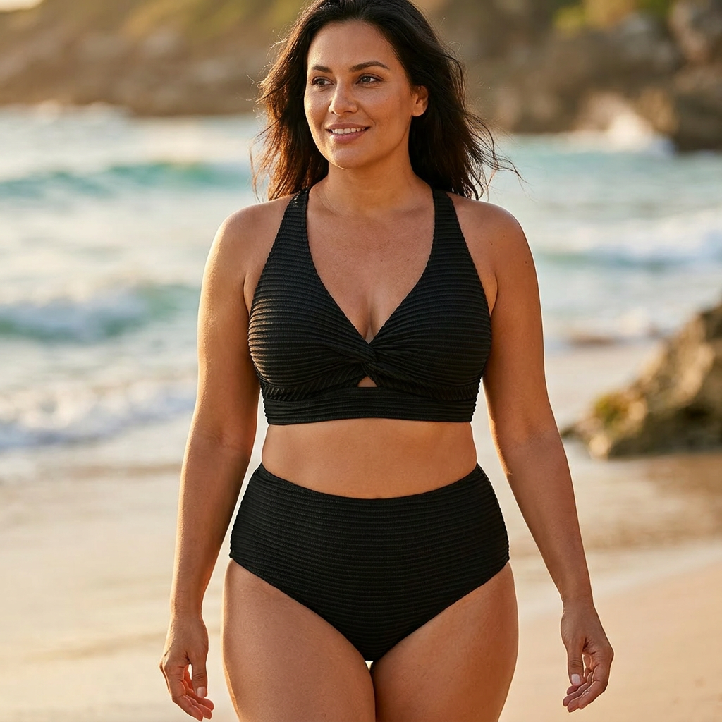Twist Front High-Waist Bikini Set