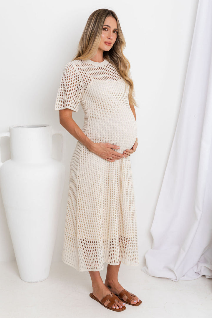 ESSENTIAL - Airlie Natural Crochet Maxi Dress