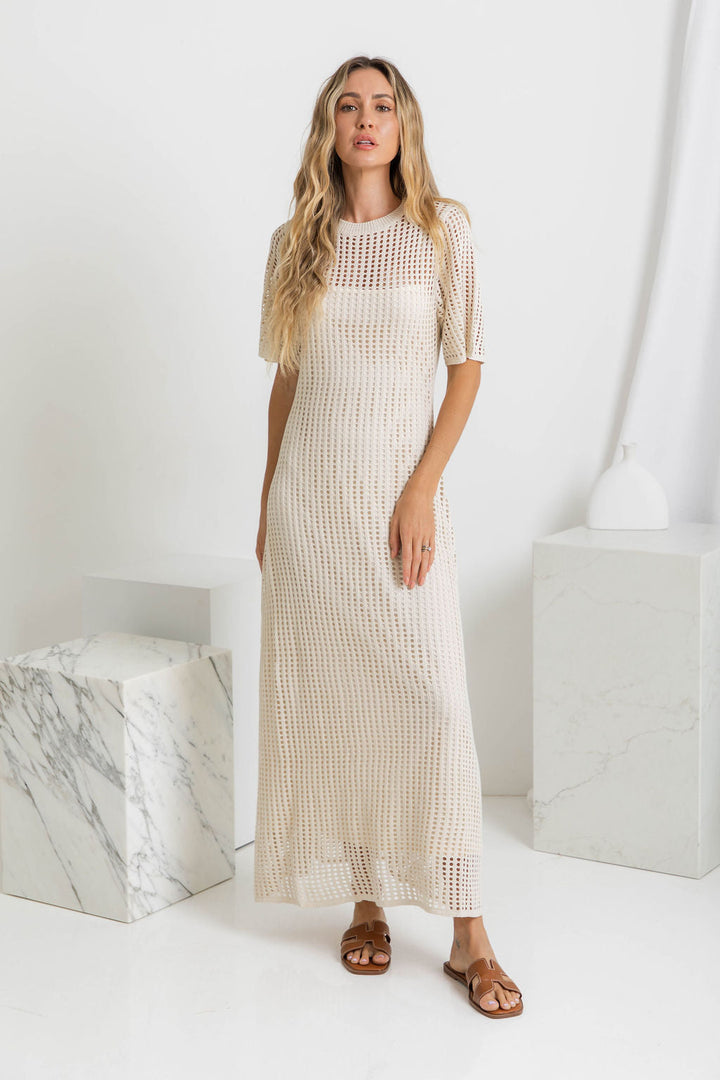 ESSENTIAL - Airlie Natural Crochet Maxi Dress