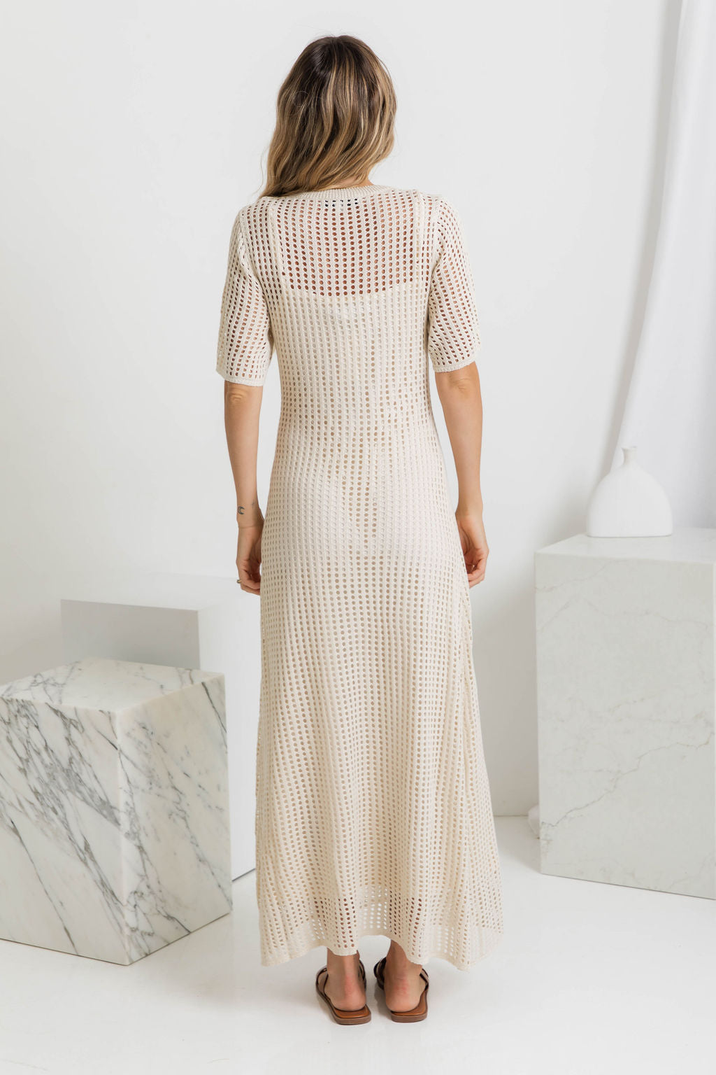 ESSENTIAL - Airlie Natural Crochet Maxi Dress