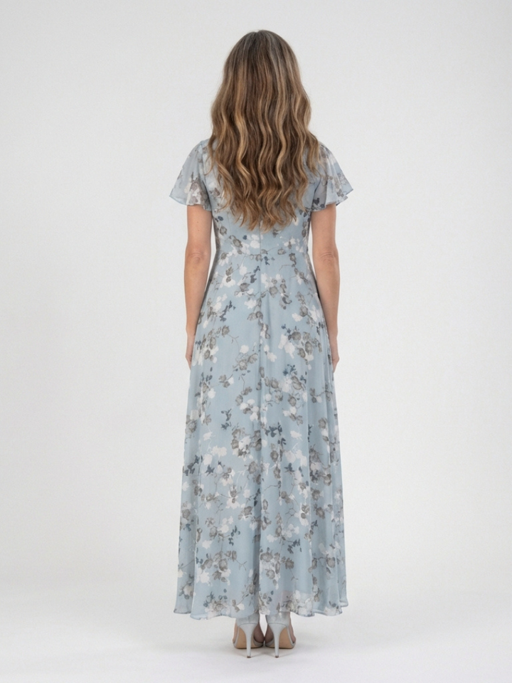 Ismeria | Elegant Floral Chiffon Maxi Dress