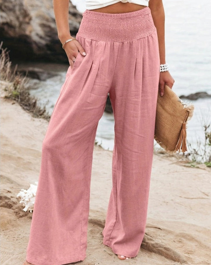 High-Waisted Cotton Trousers