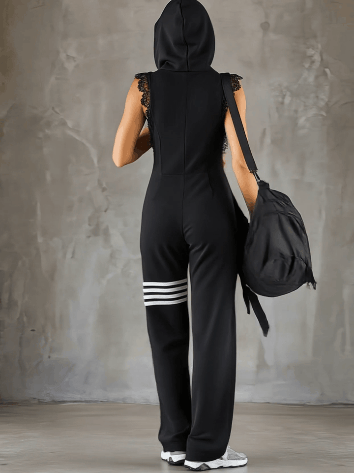 Daniela | Vintage-Inspired Sporty Jumpsuit with Hood and Stripes