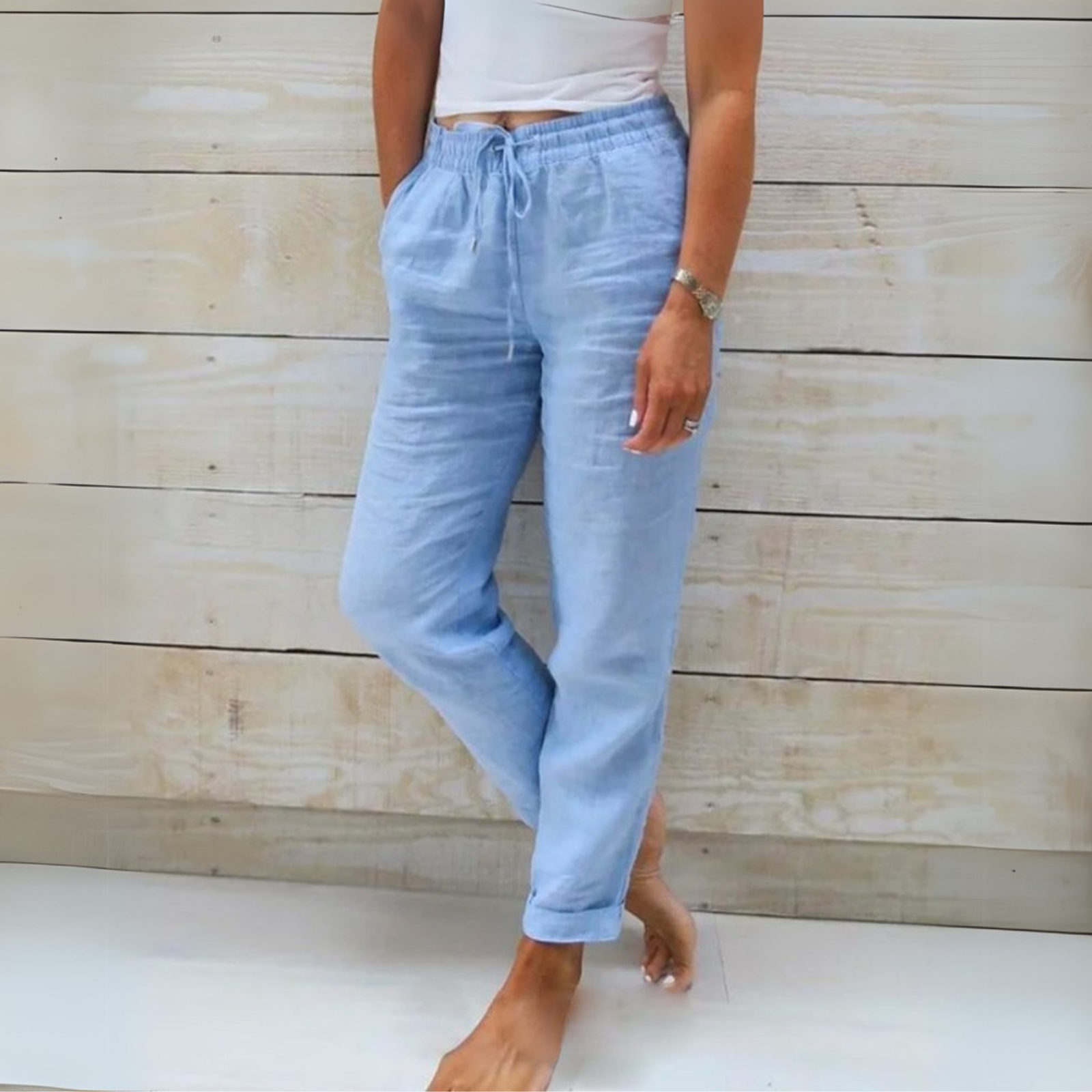 Allison - Luxe Cotton-Linen Tailored Trousers
