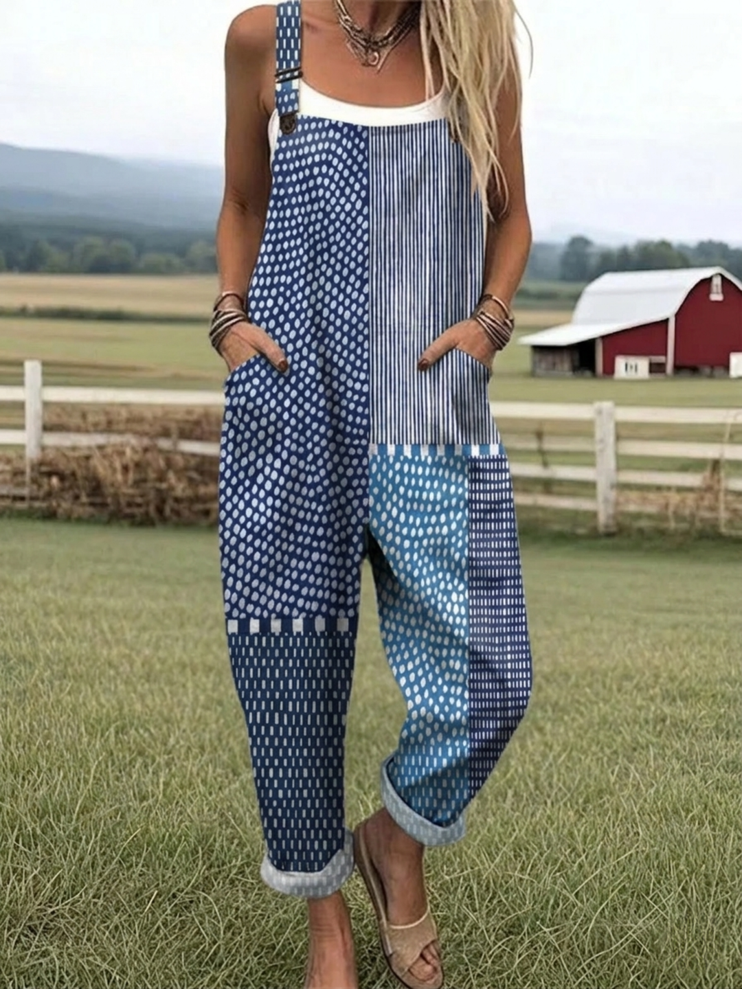 Florentina - Blue Patchwork Overall