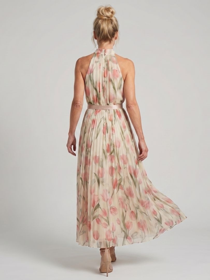 Stella & Grace™ | Floral Midi Dress with Halter Neck