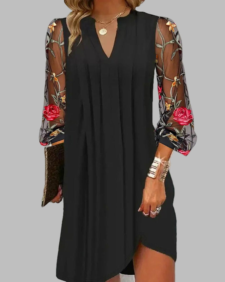 JULIA | MIDI DRESS WITH EMBROIDERED SLEEVES