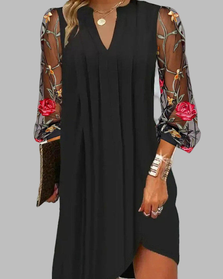 JULIA | MIDI DRESS WITH EMBROIDERED SLEEVES