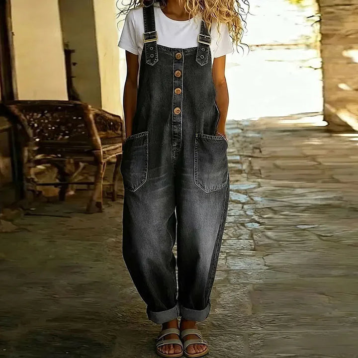 Mae | Retro-Inspired Soft Cotton Denim Overalls with Adjustable Straps