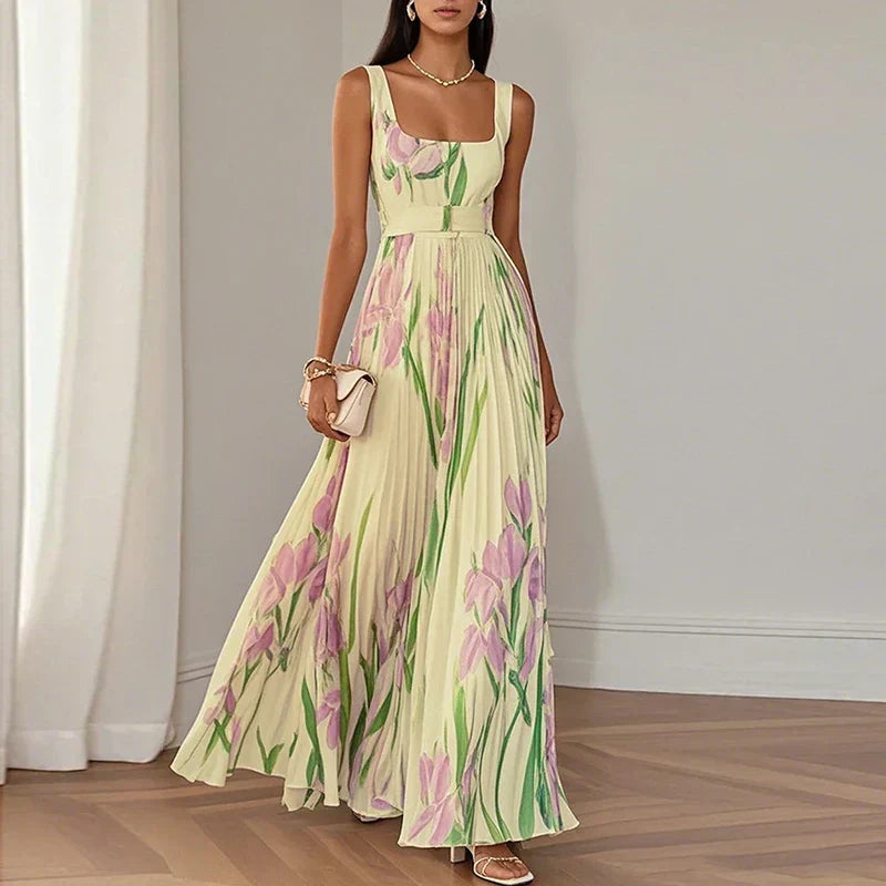 Graceful Floral A-Line Maxi Dress