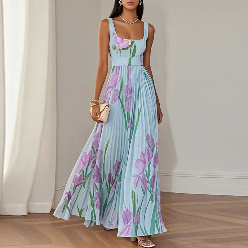 Graceful Floral A-Line Maxi Dress