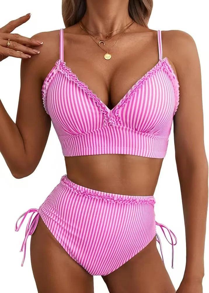 Ruffle-Trim Tummy-Control Bikini