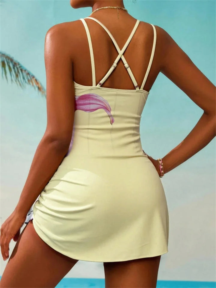 Flattering V-Neck Swim Dress