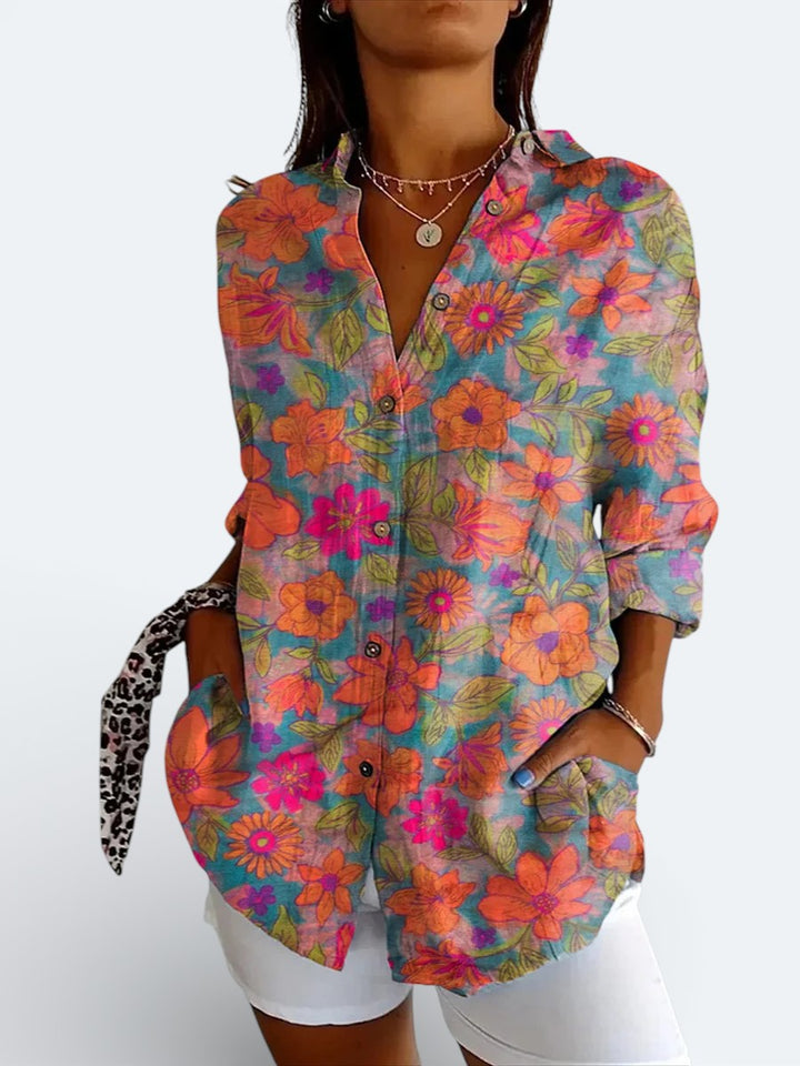 Valeria™ | Colorful Artistic Button-Up Shirt