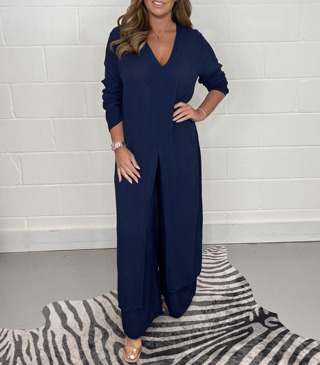 Audrey | V-Neck Longline Two-Piece Set
