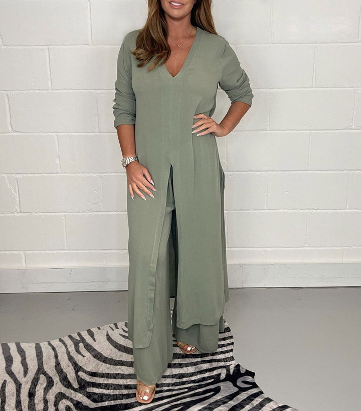 Audrey | V-Neck Longline Two-Piece Set