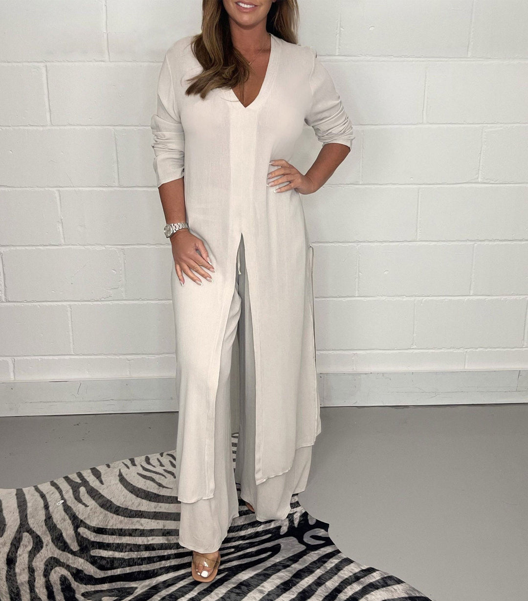 Audrey | V-Neck Longline Two-Piece Set