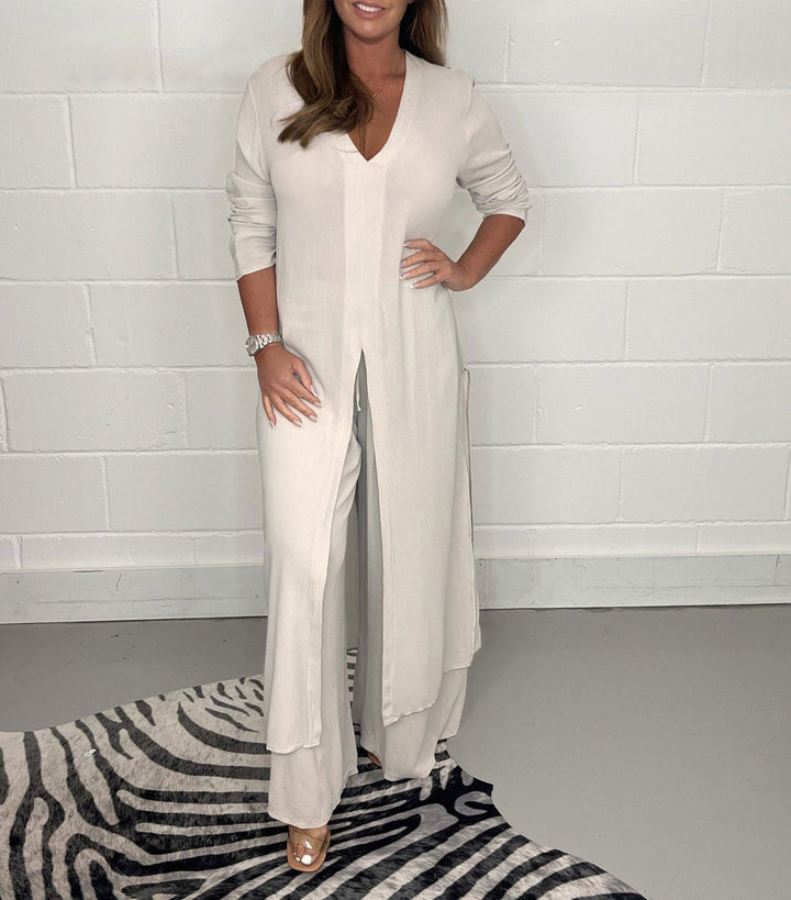 Audrey | V-Neck Longline Two-Piece Set