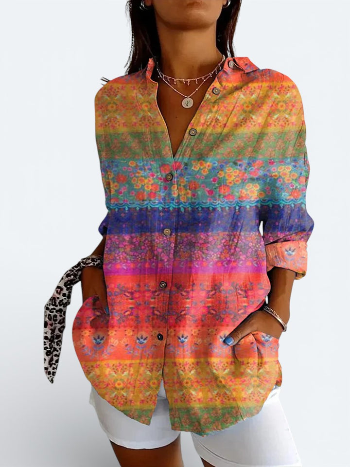 Valeria™ | Colorful Artistic Button-Up Shirt