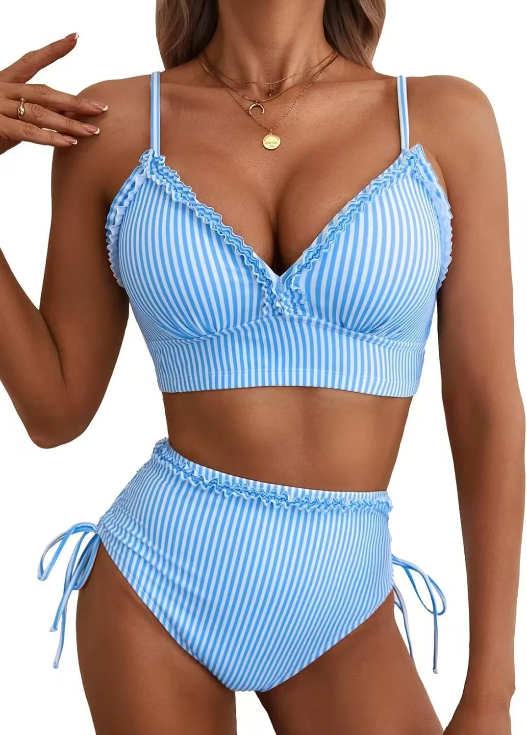Ruffle-Trim Tummy-Control Bikini