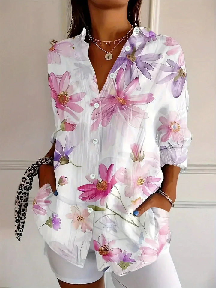 Chic Long Sleeve Shirt with Vibrant Pattern