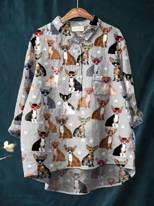Cleo | Stylish Chihuahua Sunglasses Graphic Top