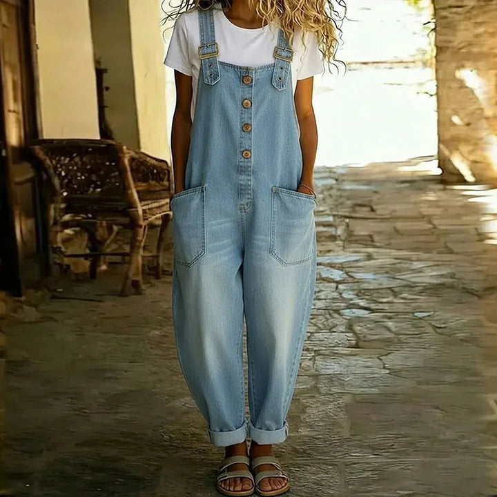 Mae | Retro-Inspired Soft Cotton Denim Overalls with Adjustable Straps