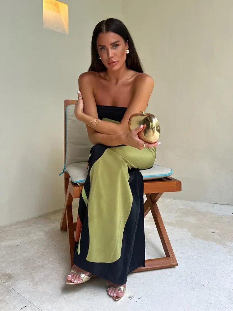 Chiara - Abstract Strapless Maxi Dress