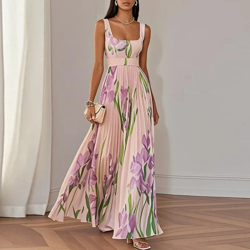 Graceful Floral A-Line Maxi Dress