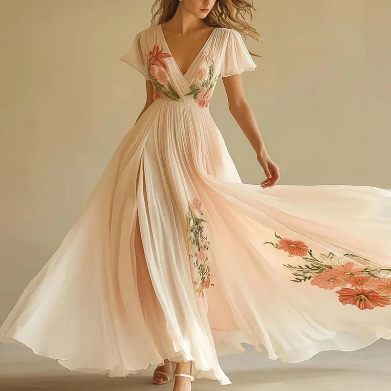 Amelia | Elegant High Waist V-Neck Party Dress
