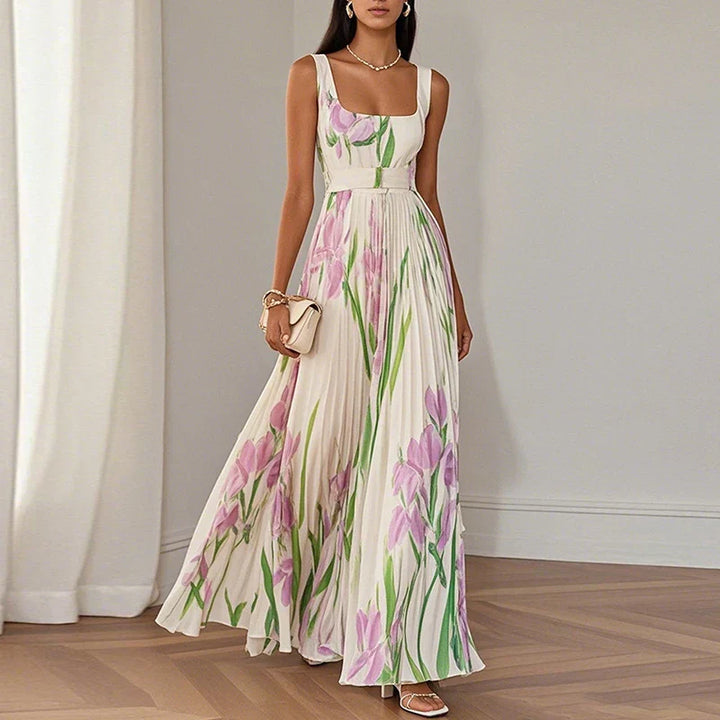Graceful Floral A-Line Maxi Dress