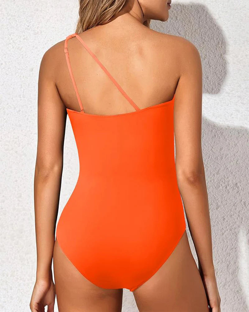 One Shoulder One Piece Swimsuit for Women Tummy Control