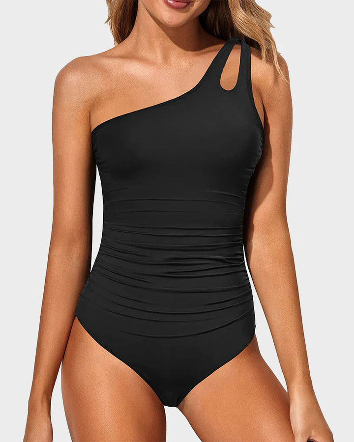 One Shoulder One Piece Swimsuit for Women Tummy Control