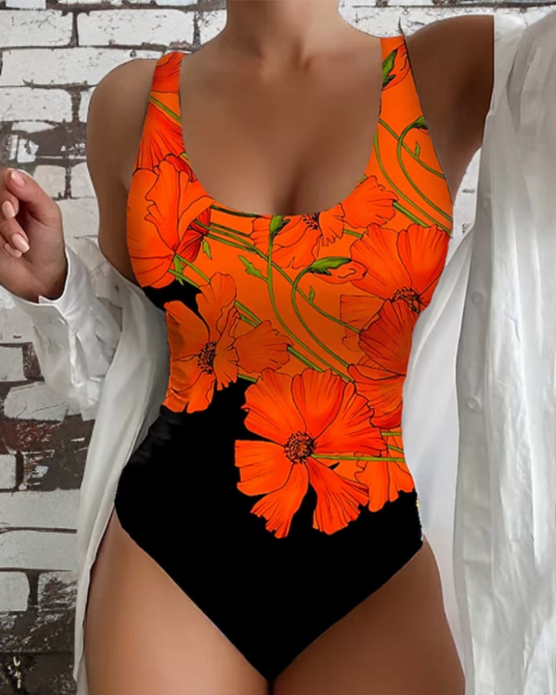 Lucy – Stylish Floral Print One-Piece Swimsuit