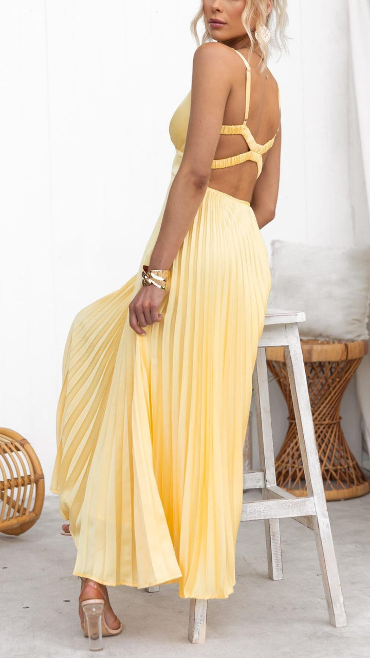 Stella & Grace™ | V-Neck Pleated Maxi Dress