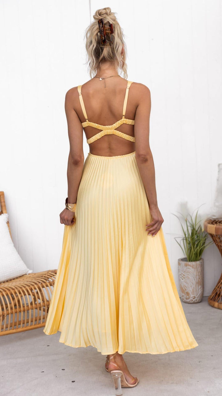 Stella & Grace™ | V-Neck Pleated Maxi Dress