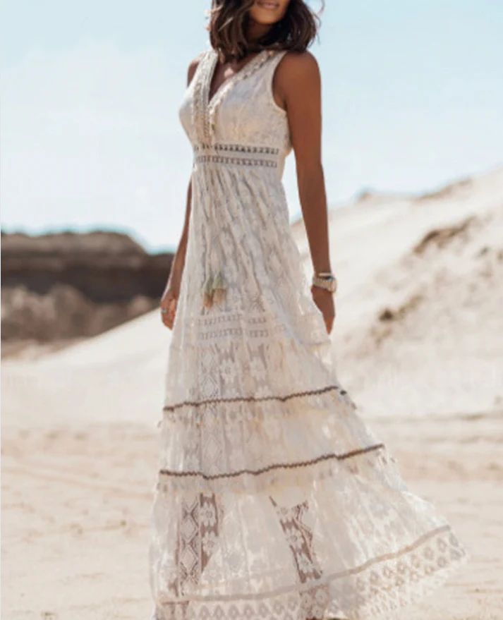 Emerson - Vintage Tassel Drawstring Boho Dress