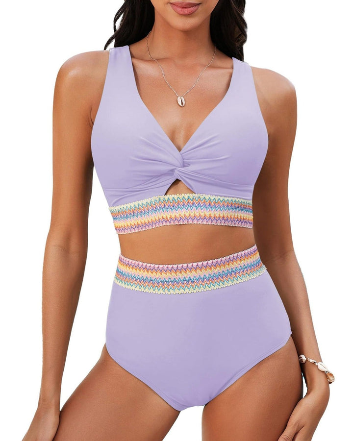 Textured Supportive High-Waist Bikini Set