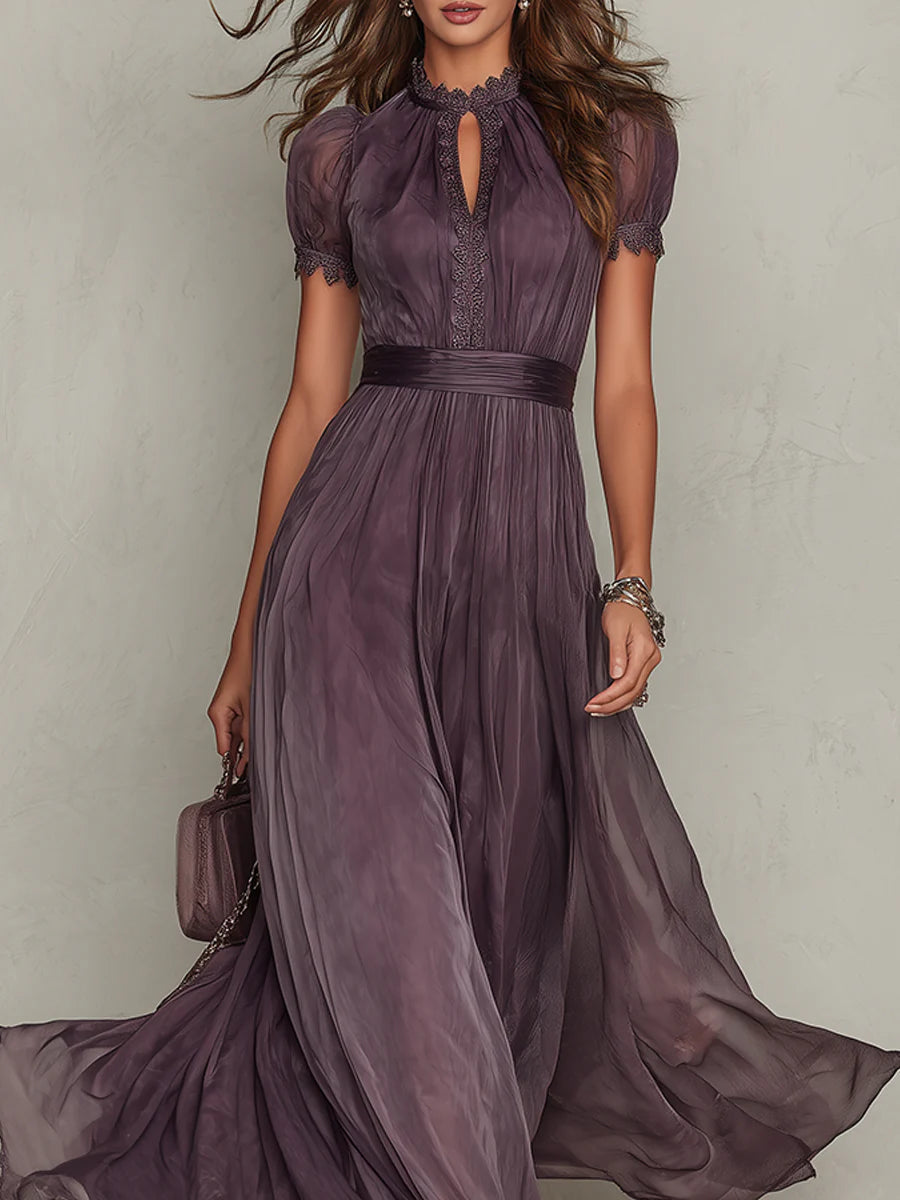Julie | Maxi Dress with Chiffon Lace Trim