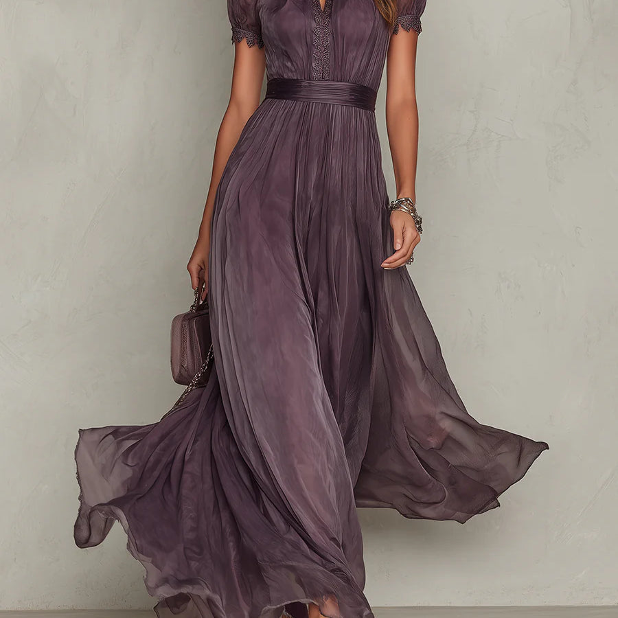 Julie | Maxi Dress with Chiffon Lace Trim